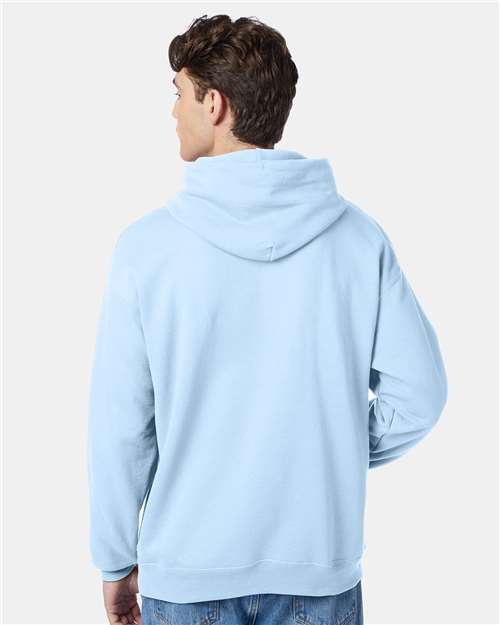Hanes P170 Light Blue — on model back
