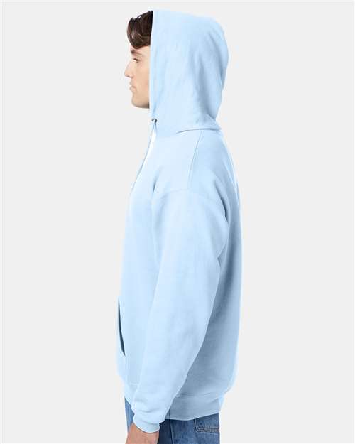 Hanes P170 Light Blue — on model side