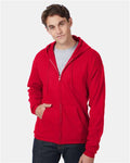 Hanes P180 Deep Red — on model front