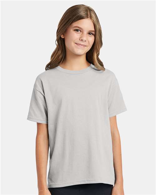 Hanes 5370 Ash — on model front