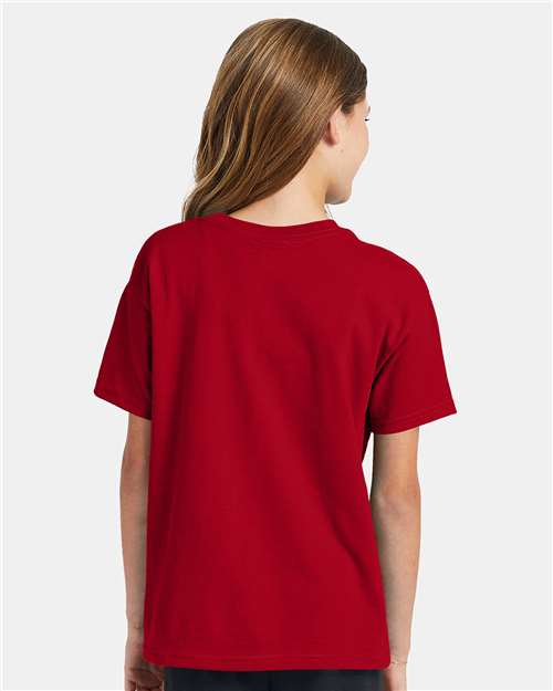 Hanes 5370 Deep Red — on model back