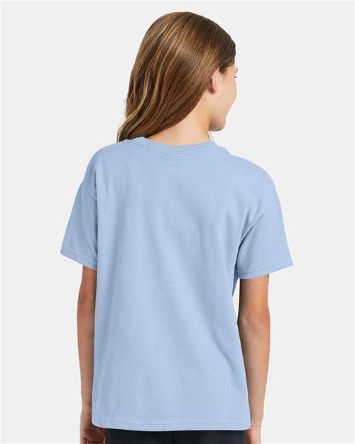 Hanes 5370 Light Blue — on model back