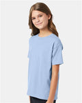 Hanes 5370 Light Blue — on model side