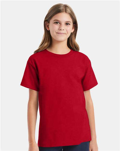 Hanes 5480 Deep Red — on model front