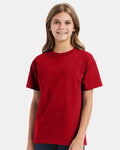 Hanes 5450 Deep Red — on model front