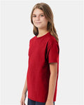 Hanes 5450 Deep Red — on model side