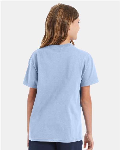 Hanes 5450 Light Blue — on model back