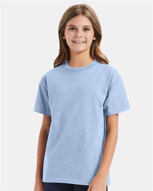 Hanes 5450 Light Blue — on model front