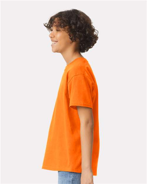 Gildan 2000B Safety Orange — on model side