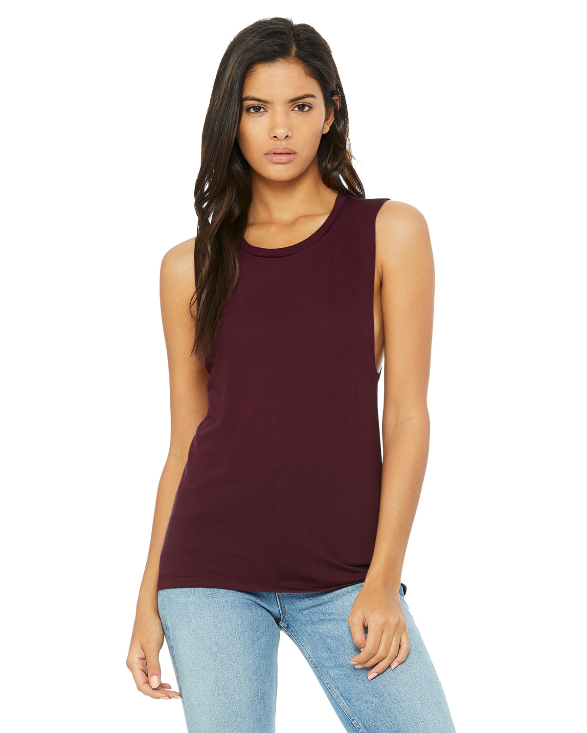 Women's Flowy Scoop Muscle Tank - Maroon