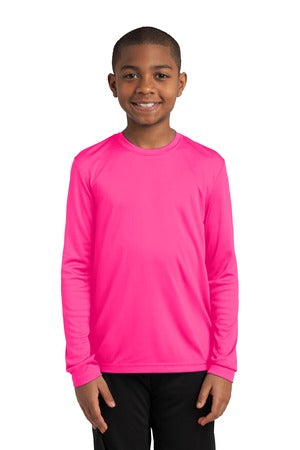 Youth Long Sleeve PosiCharge Competitor Tee - Neon Pink