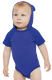 Rabbit Skins 4417 - Fine Jersey Infant Short Sleeve Raglan Bodysuit with Hood & Ears - Vintage Royal / Royal