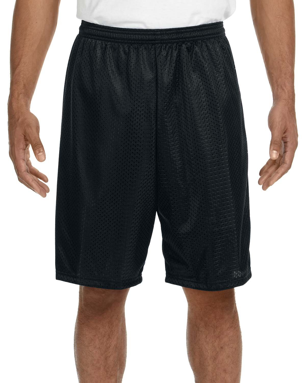 Unisex Nine Inch Inseam Mesh Short - Black