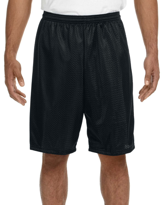 Unisex Nine Inch Inseam Mesh Short - Black