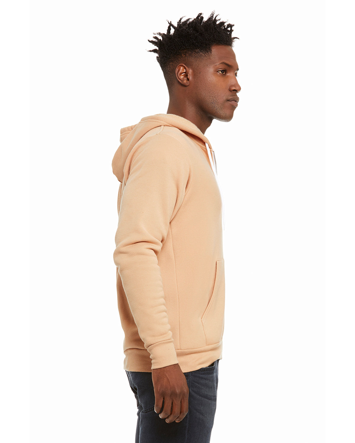 Unisex Poly-Cotton Sponge Fleece Full-Zip Hoodie - Heather Sand Dune