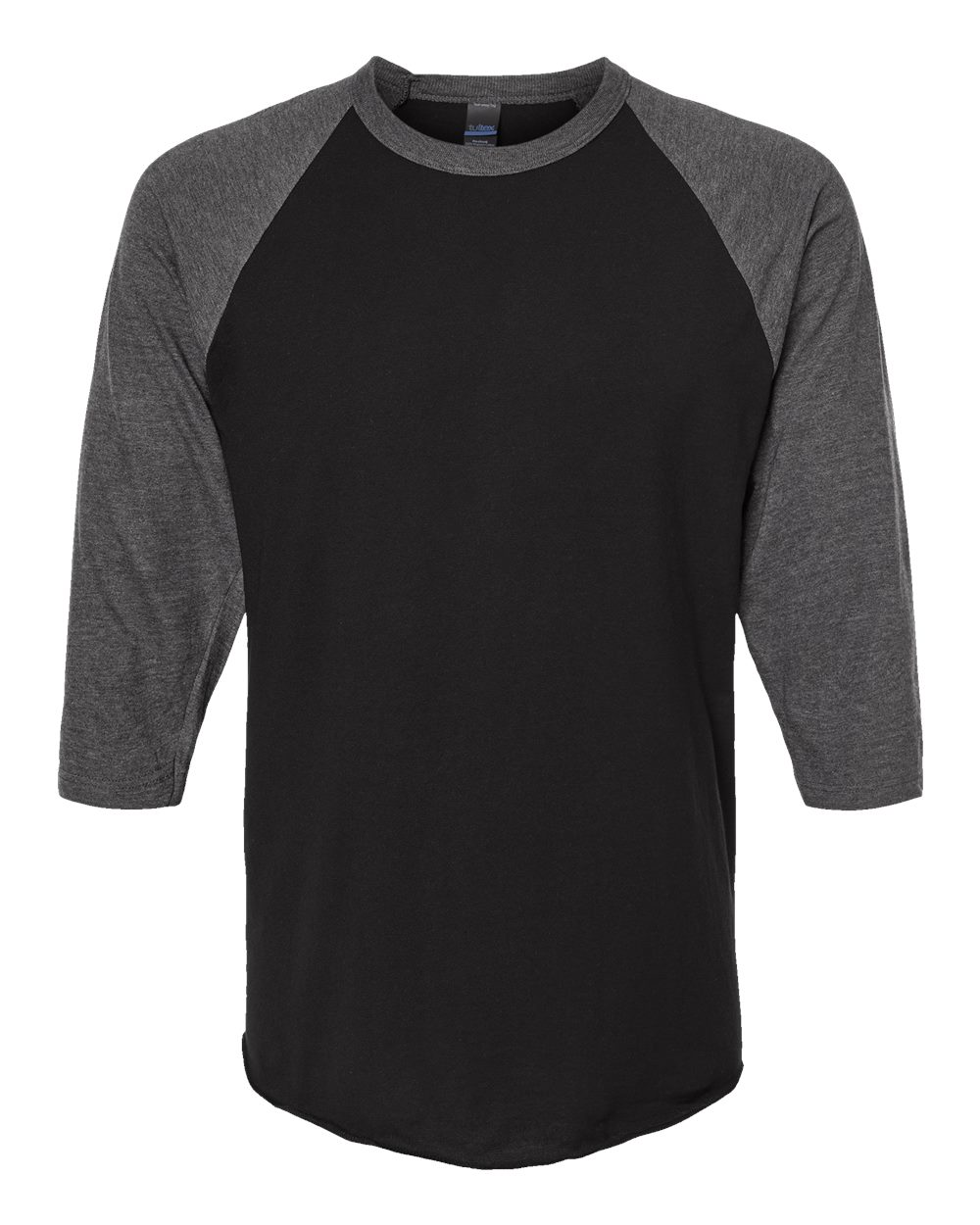 Unisex Fine Jersey Raglan Tee - Black / Heather Charcoal