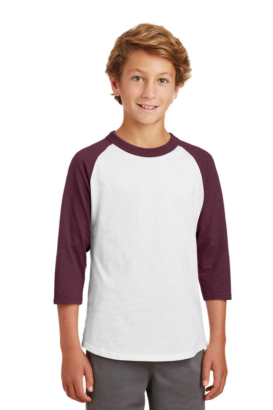 Youth Colorblock Raglan Jersey - White / Maroon