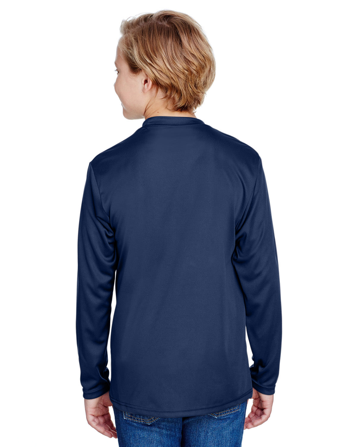 Youth Long Sleeve Cooling Performance Crew Shirt - Navy