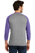 Unisex Perfect Tri 3/4-Sleeve Raglan - Purple Fr / Gray French