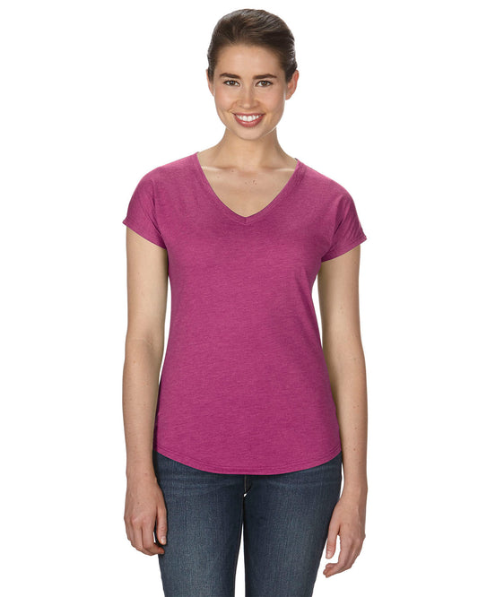 Women's Triblend V-Neck T-Shirt - Heather Raspberry