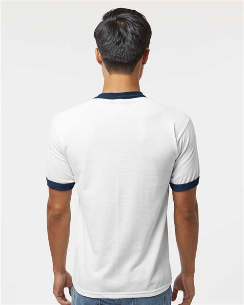 Augusta Sportswear 710 White/ Navy — on model back