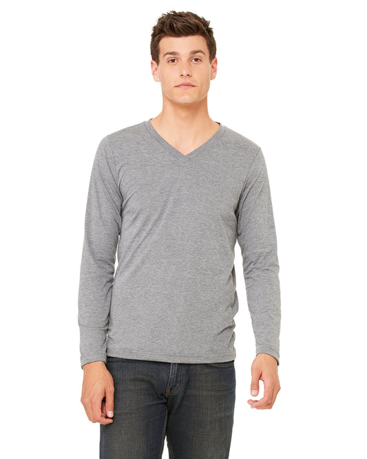 Unisex Jersey Long-Sleeve V-Neck T-Shirt - Gray Triblend
