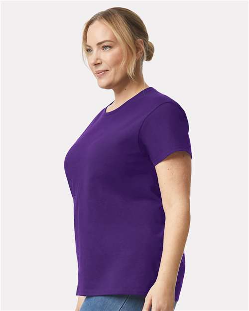 Gildan 2000L Purple — on model side