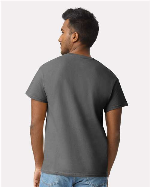 Gildan 2000 Charcoal — on model back