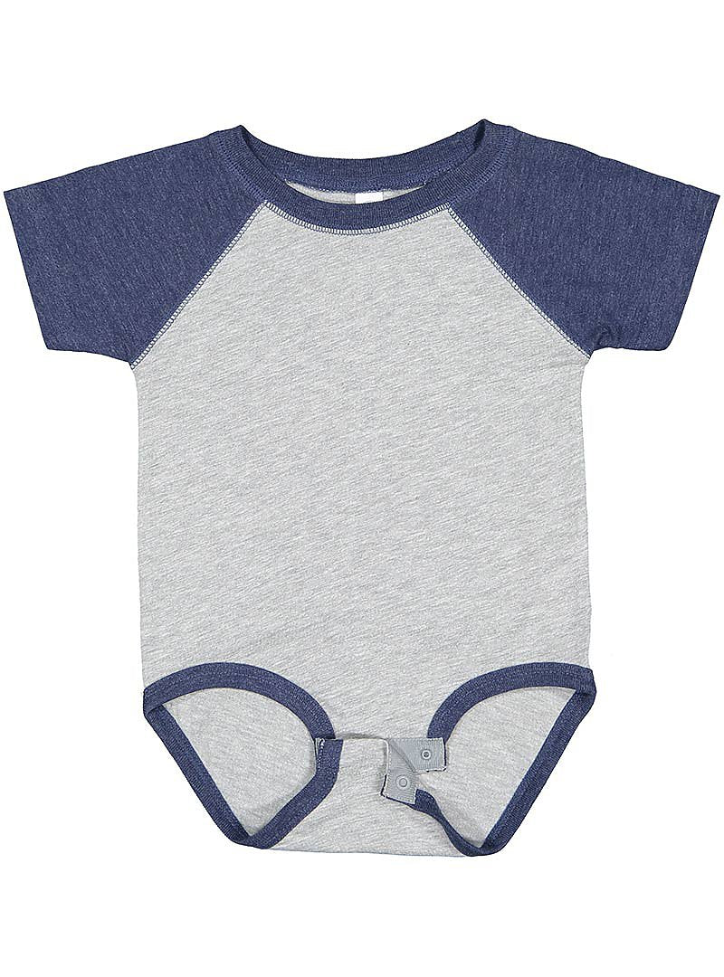 Infant Baseball Bodysuit - Vintage Heather/Vintage True Navy