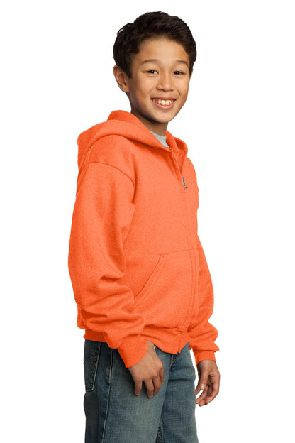 Youth Core Fleece Full-Zip Hoodie - Neon Orange