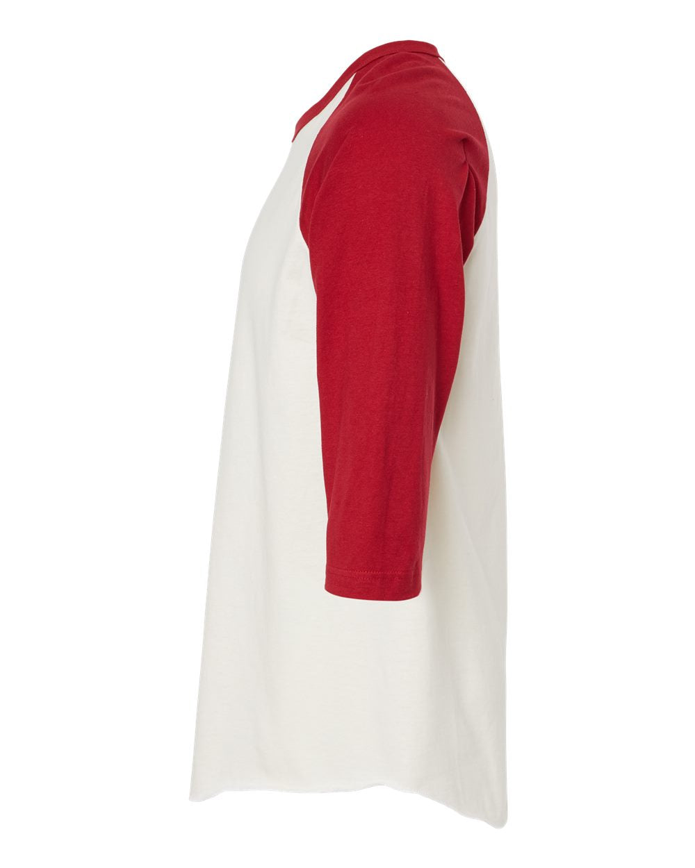 Unisex Fine Jersey Raglan Tee - Vintage White/ Rio Red
