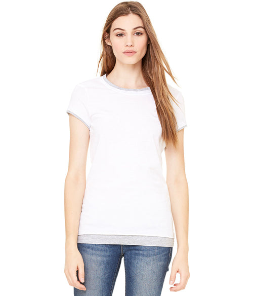 Women's Sheer Jersey 2-in-1 Tee - White / Heather Athletic