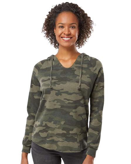Women’s Lightweight California Wave Wash Hoodie - Forest Camo Heather