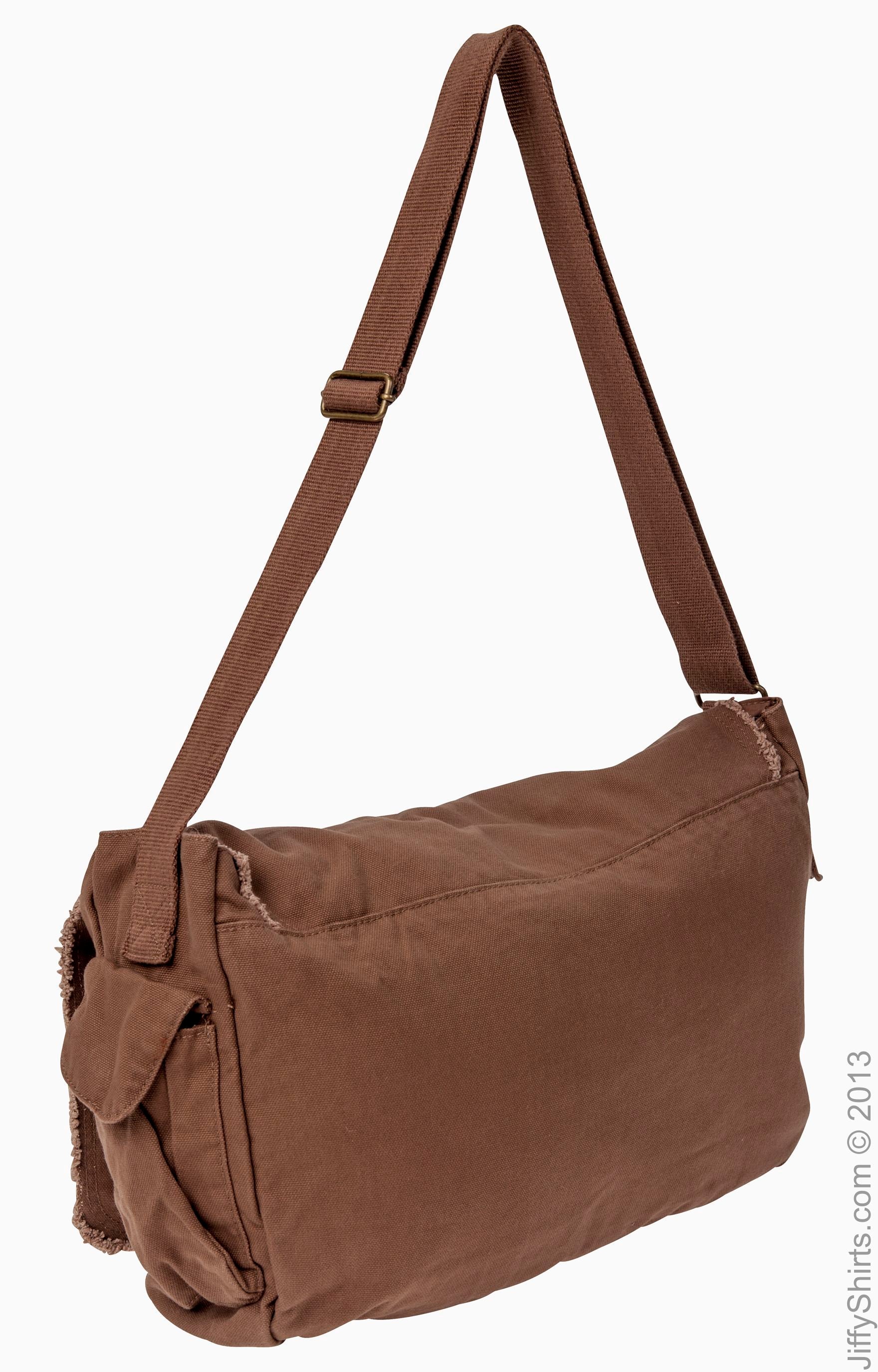 Pigment-Dyed Raw-Edge Messenger Bag - Java