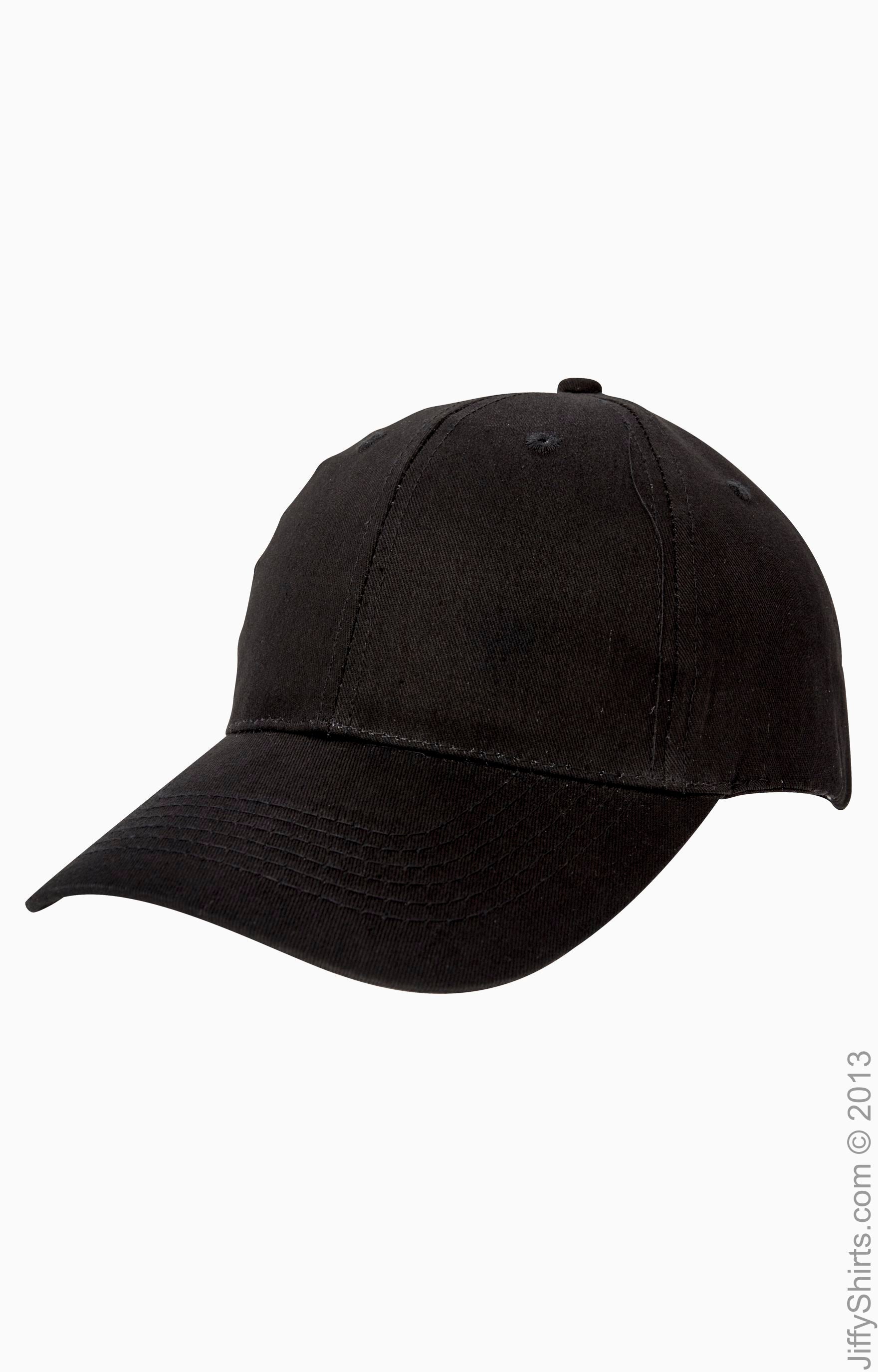6-Panel Structured Twill Cap - Black