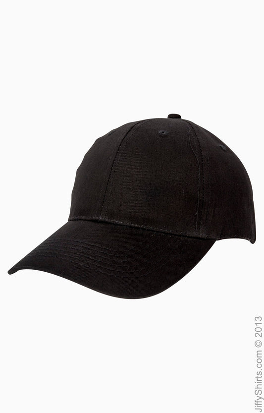 6-Panel Structured Twill Cap - Black