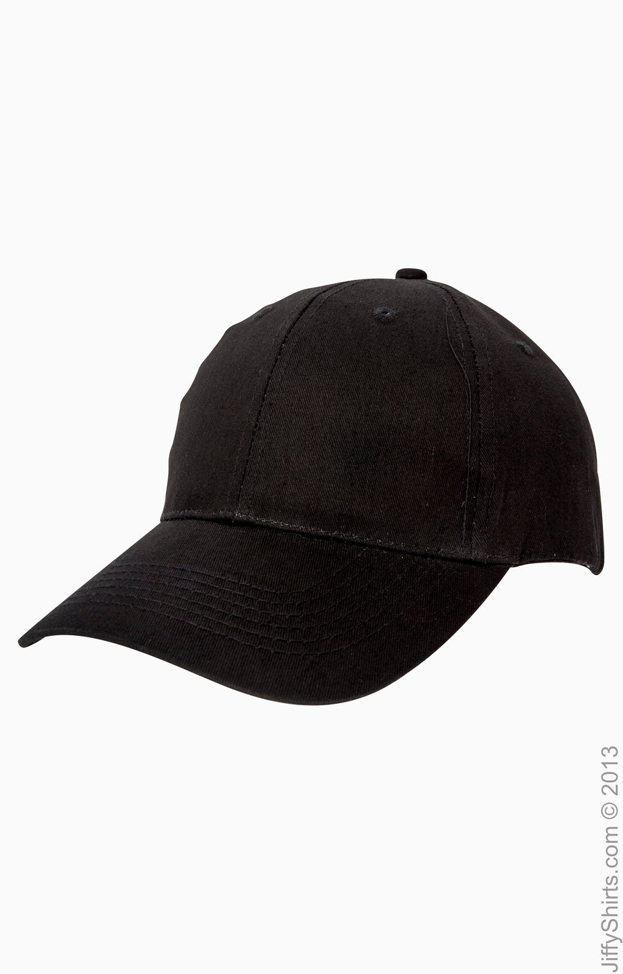 6-Panel Structured Twill Cap - Black