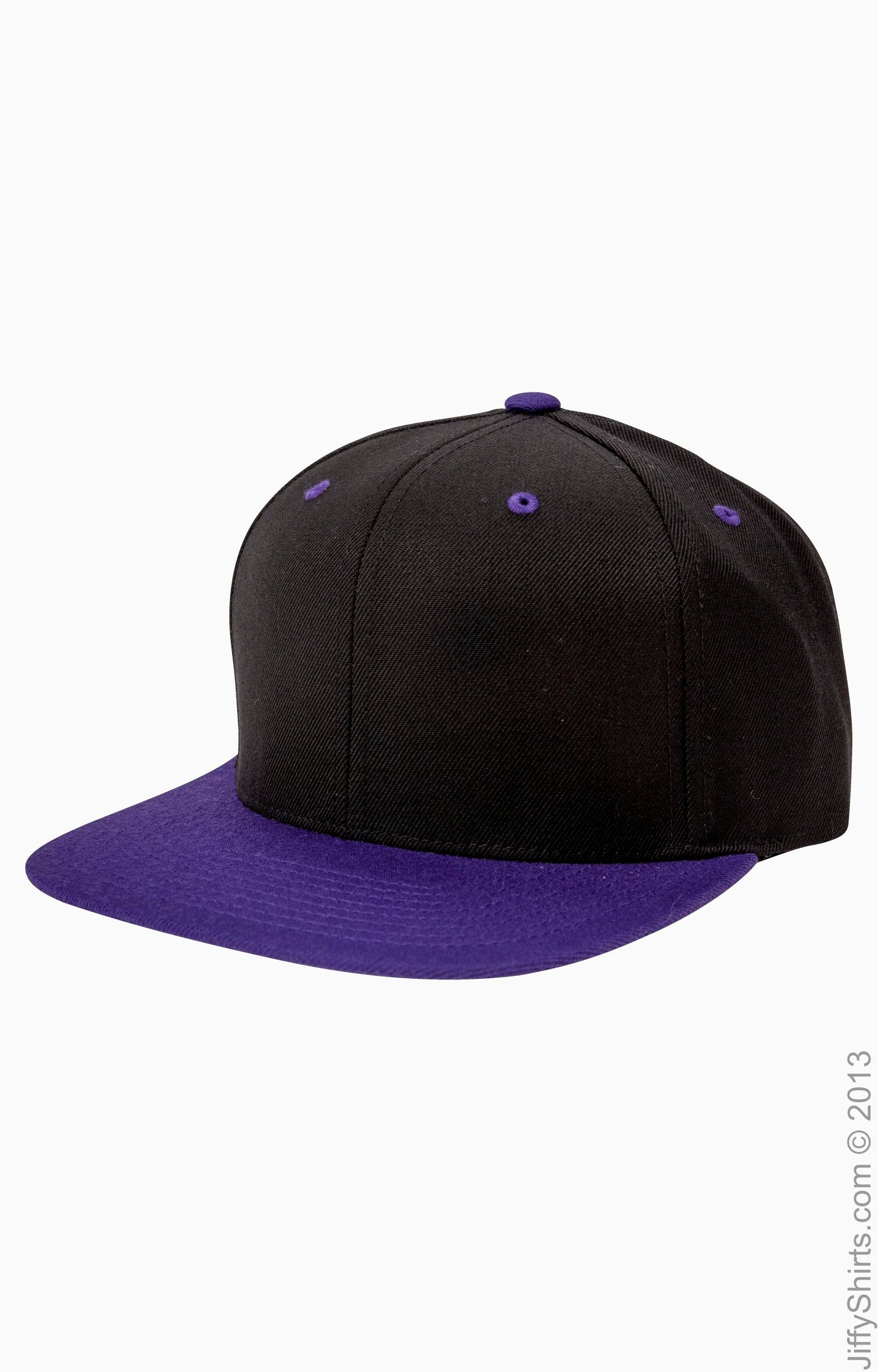 Unisex 6-Panel Structured Flat Visor Classic Snapback - Black / Purple