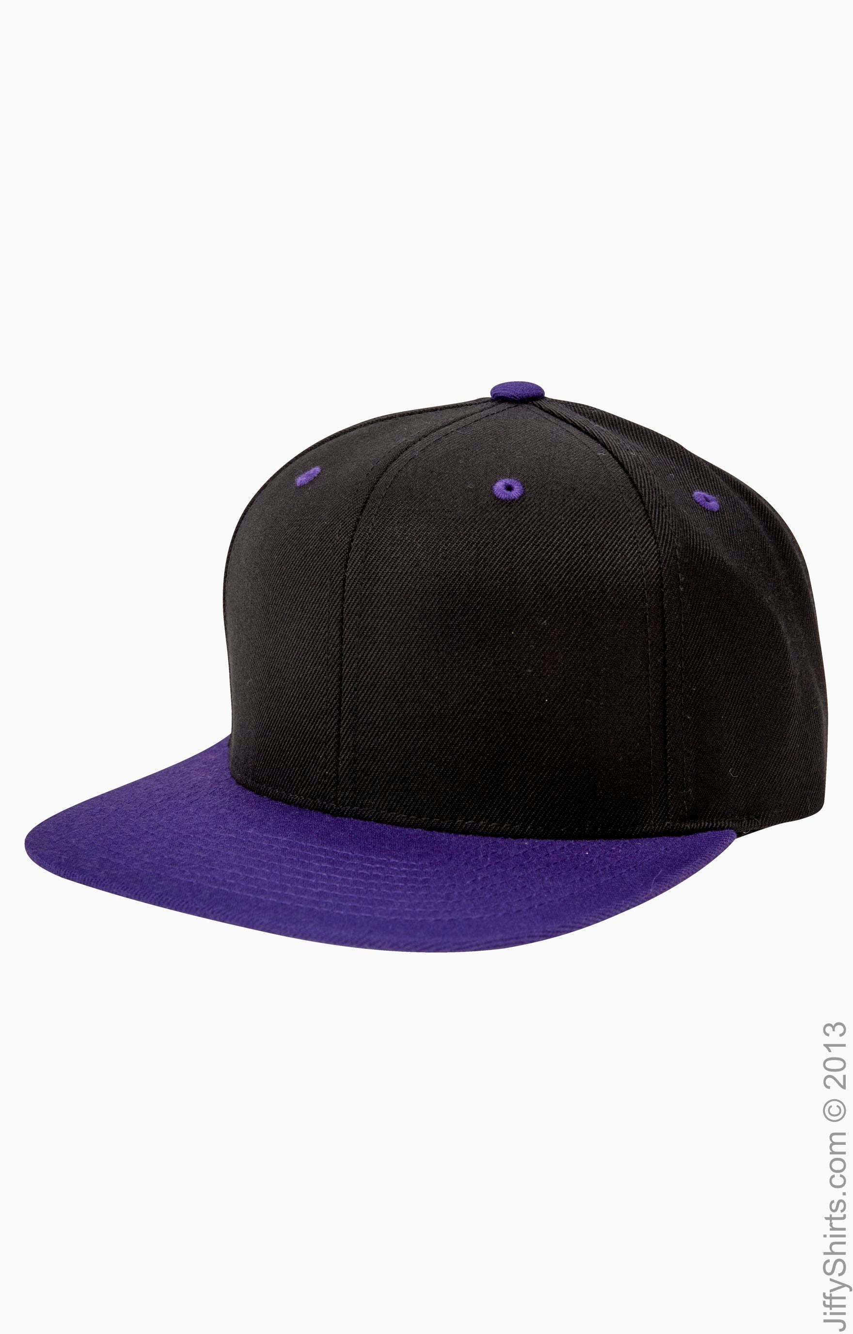 Unisex 6-Panel Structured Flat Visor Classic Snapback - Black / Purple
