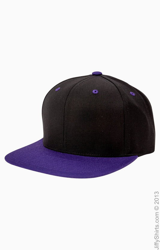 Unisex 6-Panel Structured Flat Visor Classic Snapback - Black / Purple