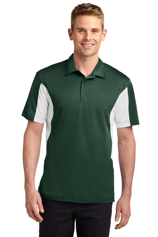 Men's Side Blocked Micropique Sport-Wick Polo - Forest / White