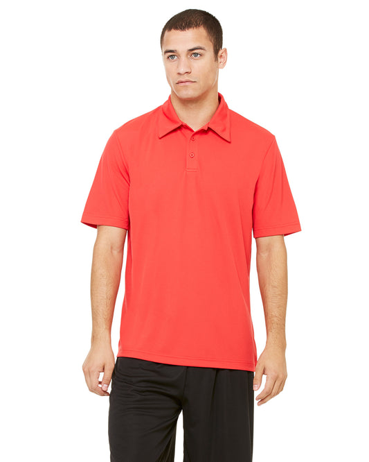 Unisex Performance Three-Button Mesh Polo - Sport Red