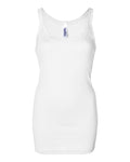 Women's Sheer Mini Rib Thin Strap Tank - White