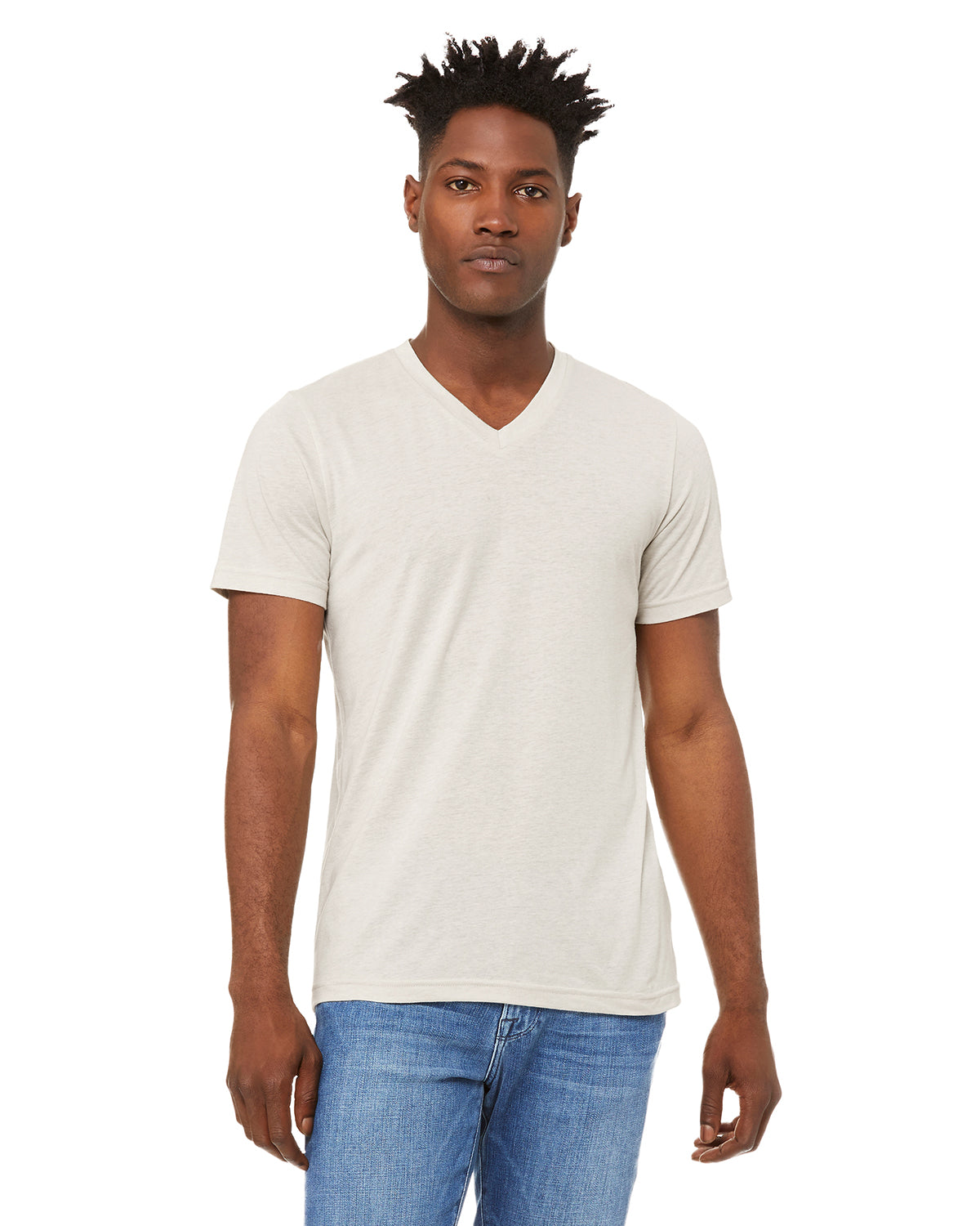 Unisex Triblend V-Neck T-Shirt - Cement Triblend