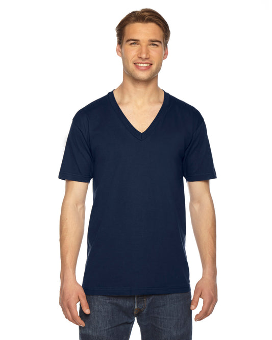 Unisex Fine Jersey Short-Sleeve V-Neck T-Shirt - Navy