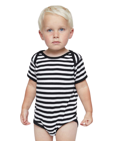 Infant Baby Rib Bodysuit - Black / White Str