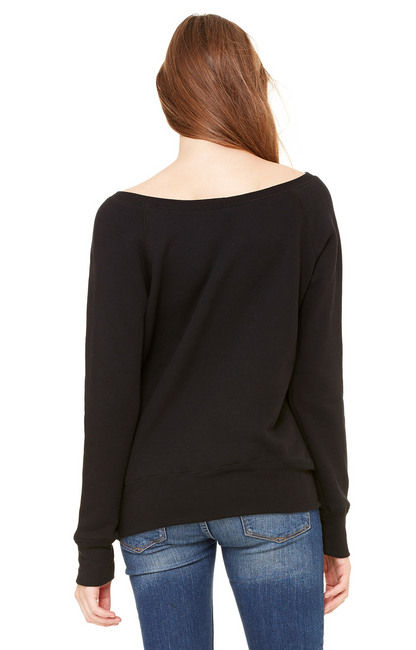 Women's Sponge Fleece Wide Neck Sweatshirt - Black
