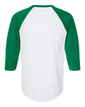 Unisex Fine Jersey Raglan Tee - White / Kelly