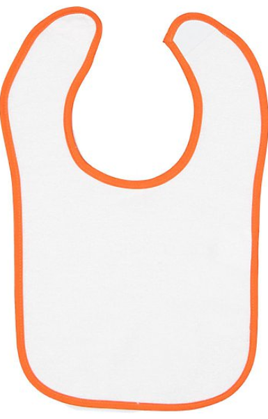 Infant Contrast Trim Terry Bib - White / Orange