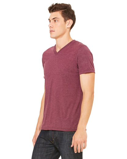 Unisex Triblend V-Neck T-Shirt - Maroon Triblend